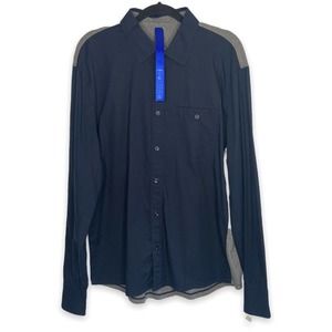 NWT Kit & Ace Mens Size XL City Tech Shirt Long Sleeve Navy Blue Stretch Gray